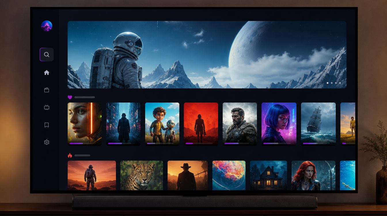 Exemplo de interface de aplicação de streaming a exibir um catálogo de conteúdos